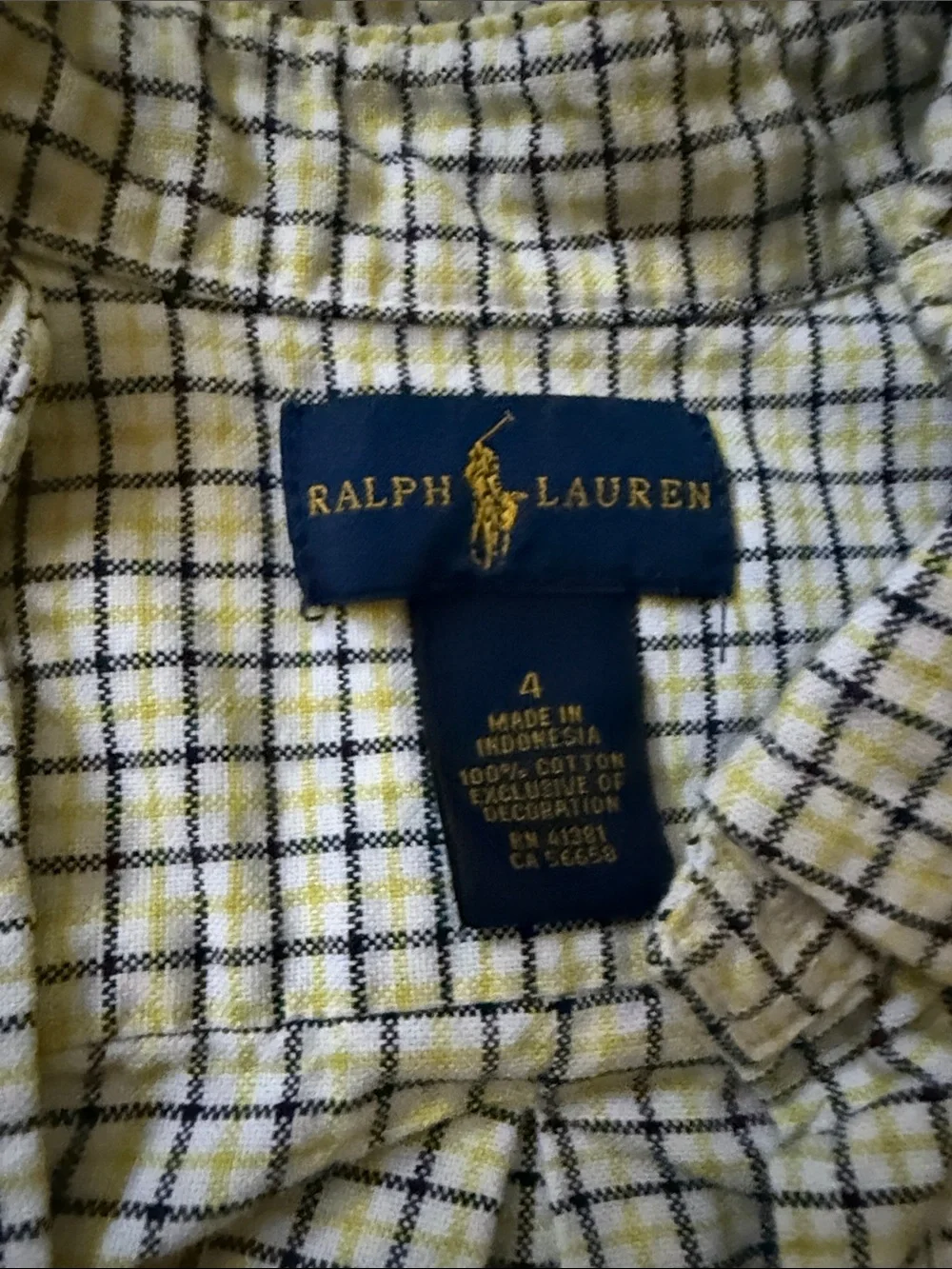 Ralph Lauren Kids Yellow and Blue Windowpane Cotton Shirt